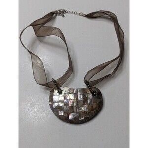 Peach Pink Mother of Pearl Mosaic Design Fashion Jewelry Necklace